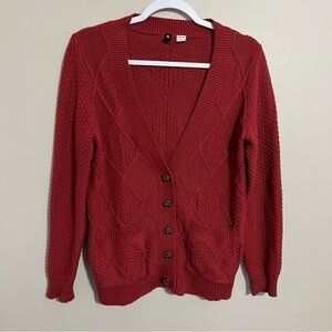 BDG Urban Outfitters Burgundy V-neck Cable Knit Cardigan size XS